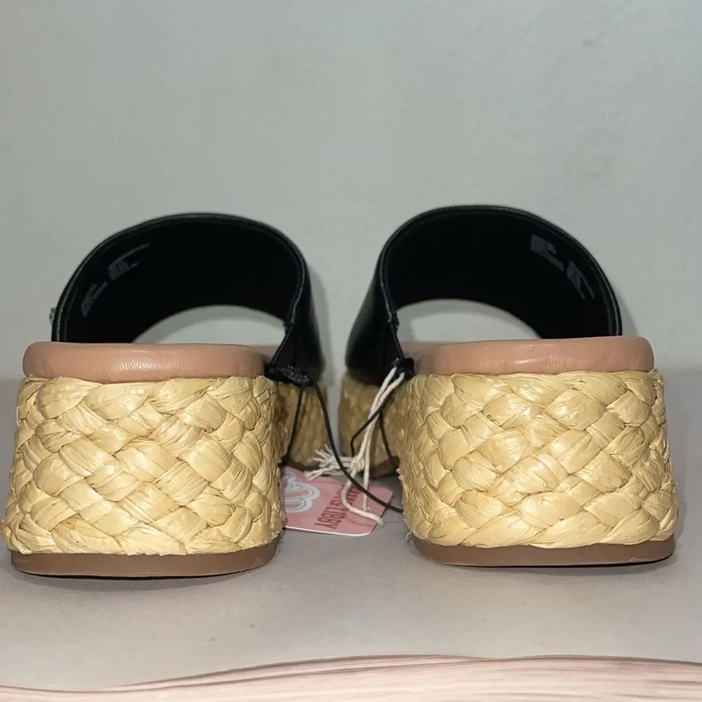Women's SAM & LIBBY Black Ingrid Espadrille Slide Sandals Size: 7.5 - NWT